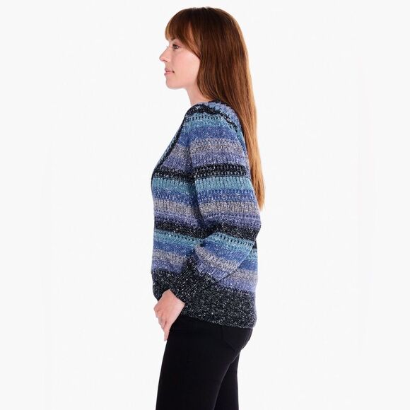 NIC+ZOE SAPPHIRE STRIPES SWEATER Size 2X - Picture 2 of 12
